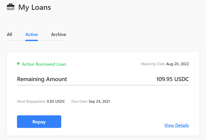 Figure 2: My Loans tab