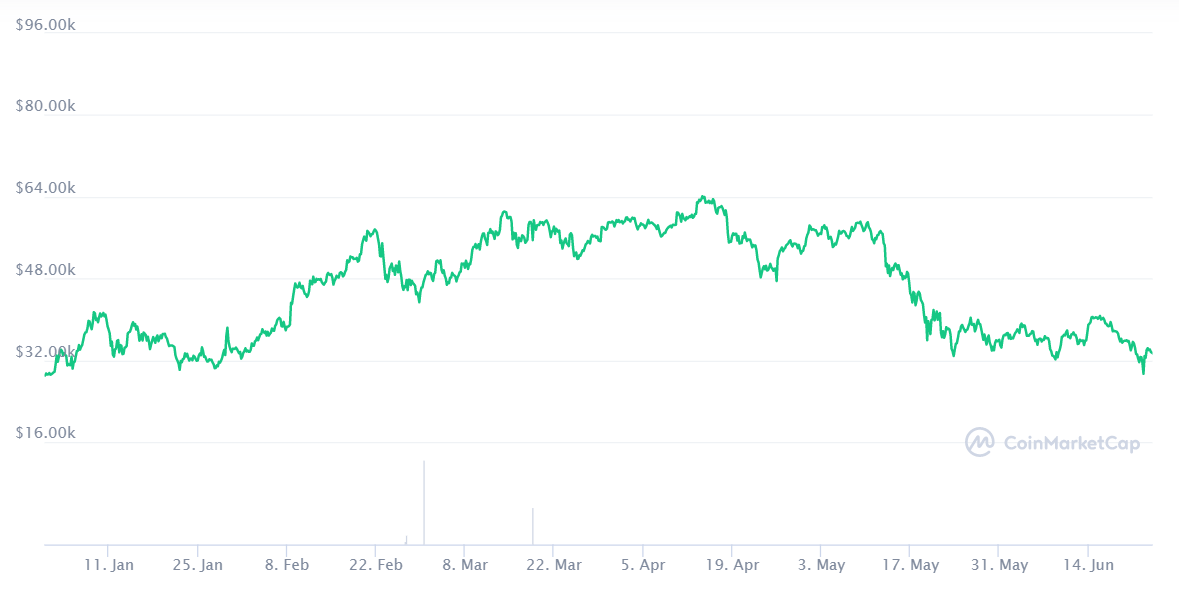 BTC price in 2021 (source: Coinmarketcap)